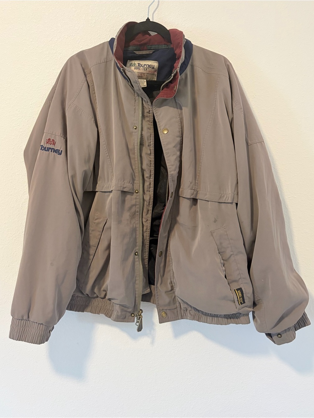 Vintage Tourney Gore-Tex Jacket Mens Large Gray Waterproof Golf Windbreaker 90s